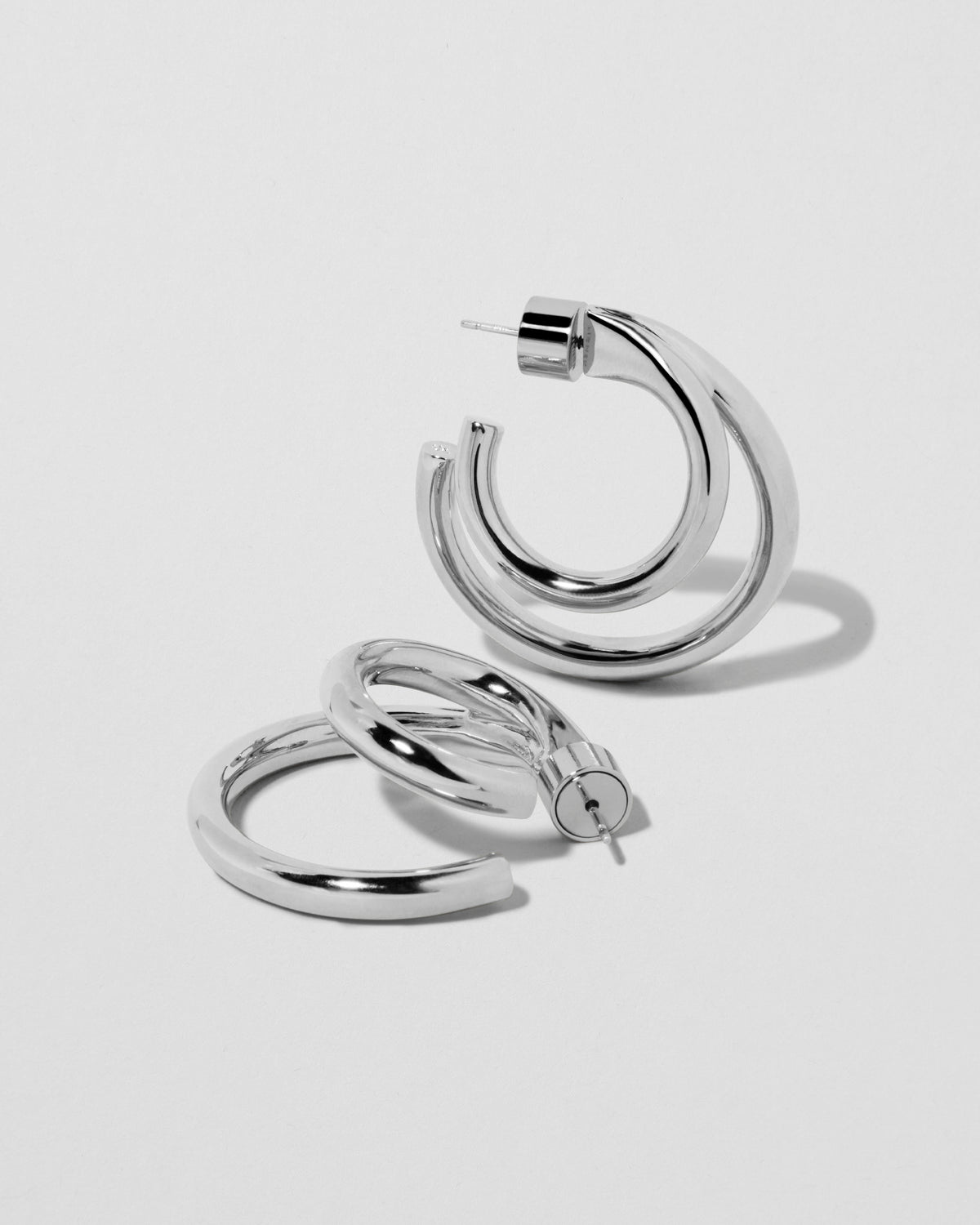 1" Double Lilly Mini Hoops earring - product detail shot | small 14k gold hoop earrings