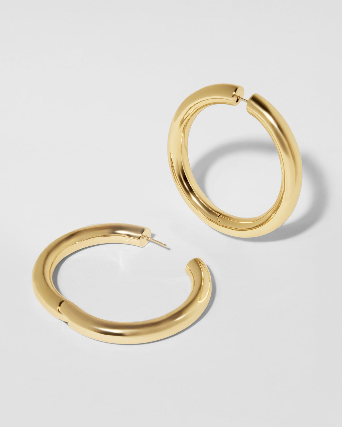 1.5" Samira Hinged Baby Hoops earring - styled on model | gold hoop earrings for women
