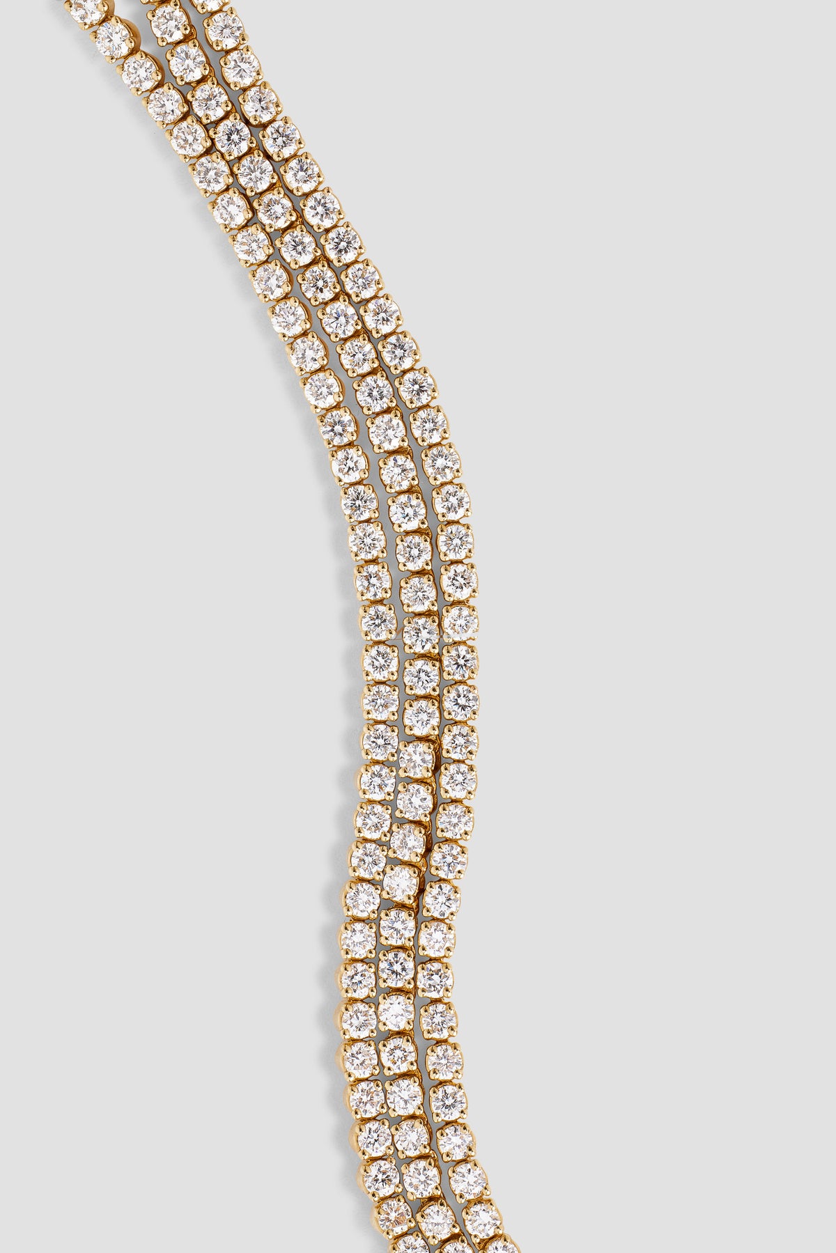 Lab Diamond Round Cut Tennis Necklace gold necklace - side view | lab grown diamond necklace