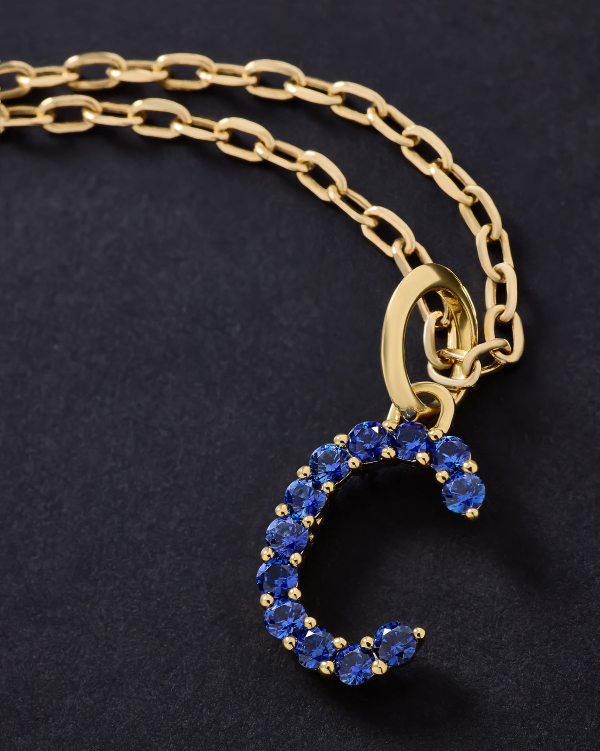 Medium Floating Sapphire Minimal Block Letter