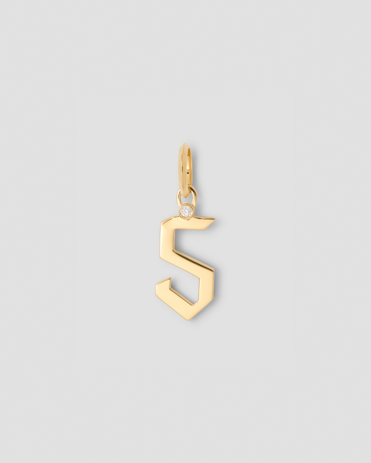 Gothic Number Charm with Diamond in 18K Yellow Gold charm - product detail shot | gold charm necklace