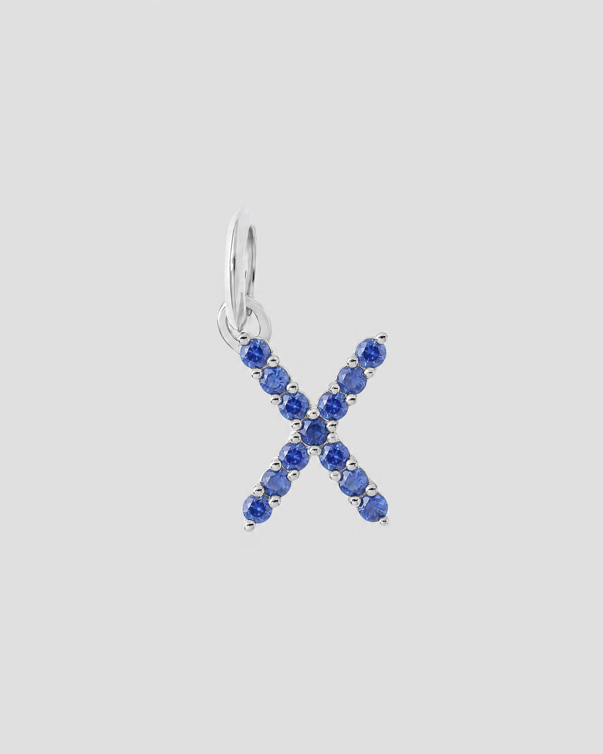 Medium Floating Sapphire Minimal Block Letter