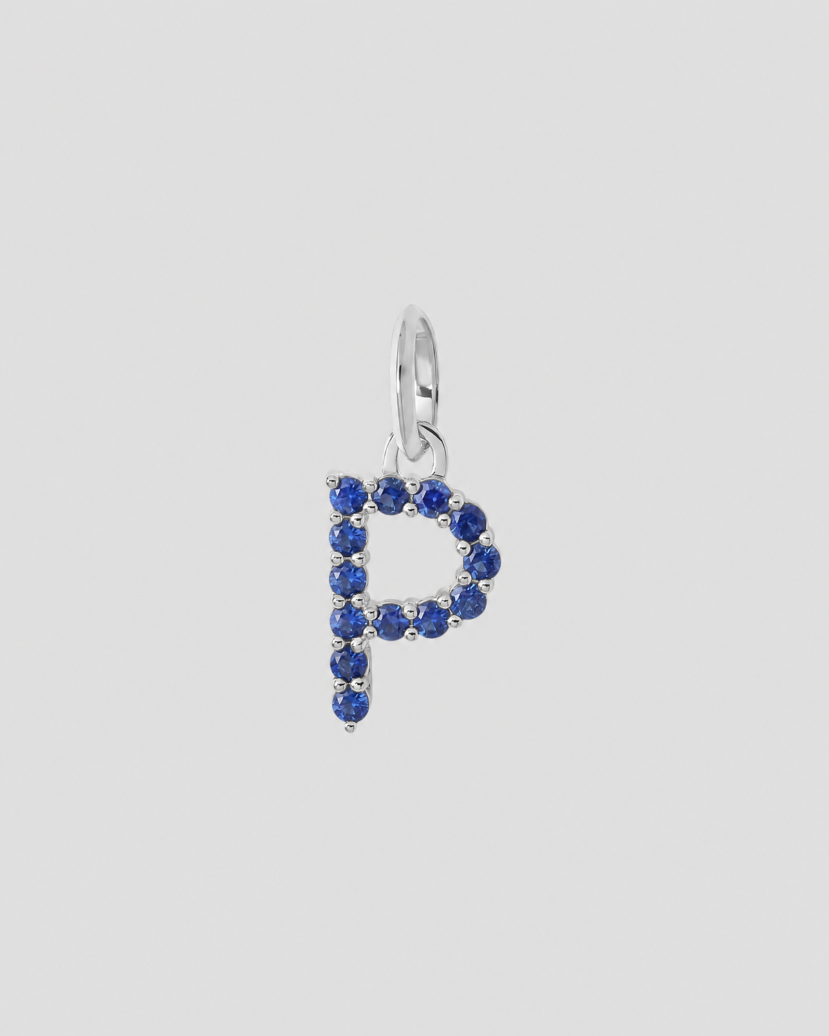 Medium Floating Sapphire Minimal Block Letter