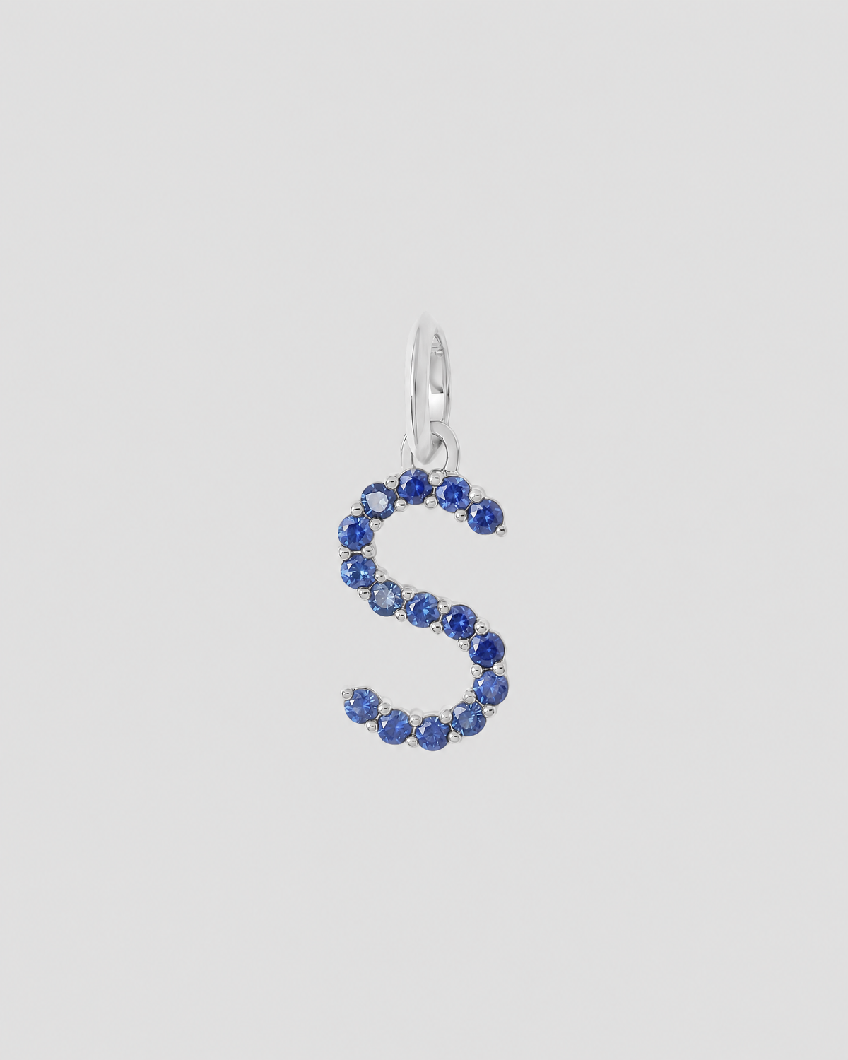 Medium Floating Sapphire Minimal Block Letter