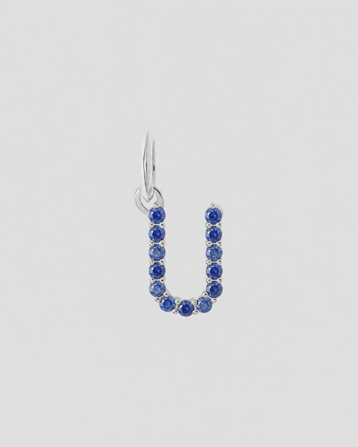 Medium Floating Sapphire Minimal Block Letter