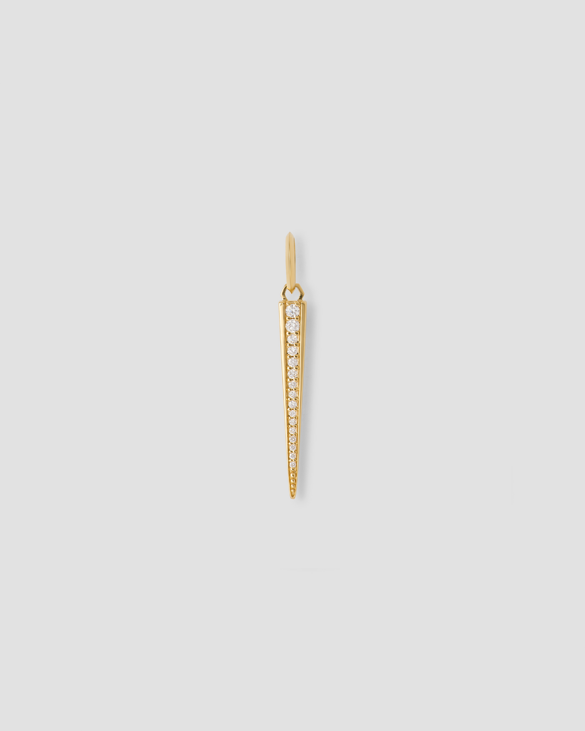 Skinny Cone Charm with Pavé White Diamonds in 18K Yellow Gold 18K gold charm - front view | necklace with charms