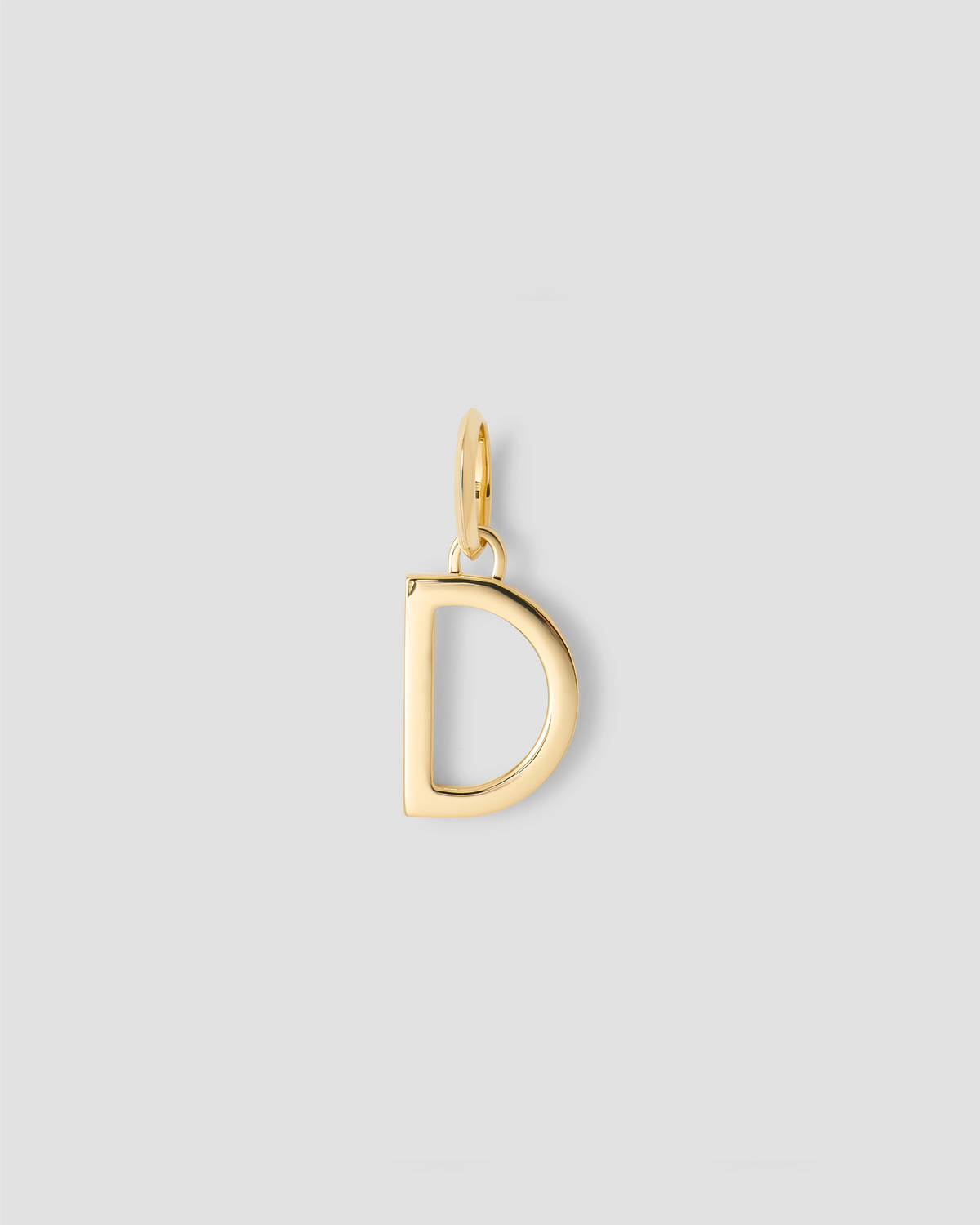 Minimal Block Letter Charm in 14K Yellow gold charm - front view | custom charm necklace