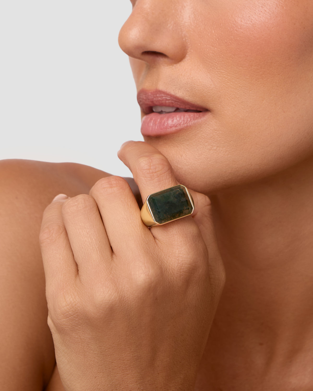 Semi-Precious Emerald Signet Ring