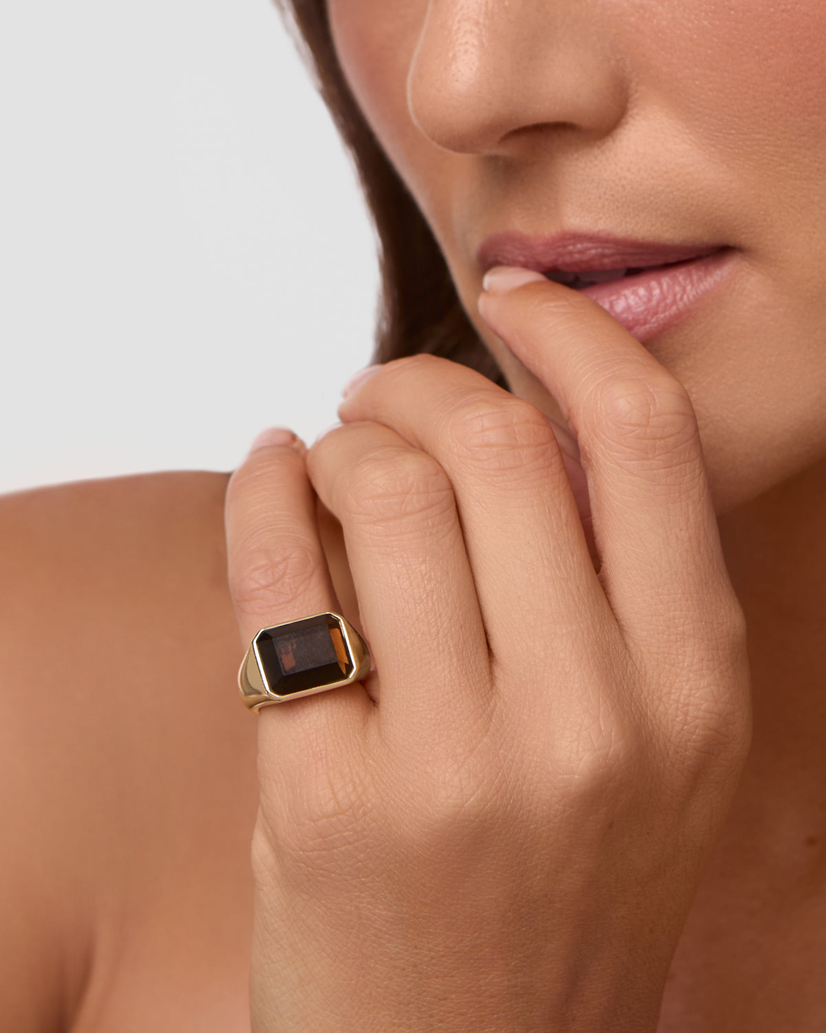 Small Semi-Precious Emerald Signet Ring
