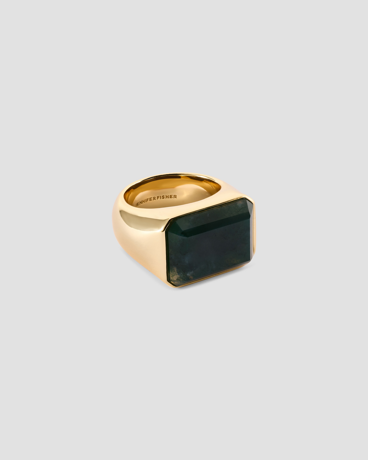 Small Semi-Precious Emerald Signet Ring