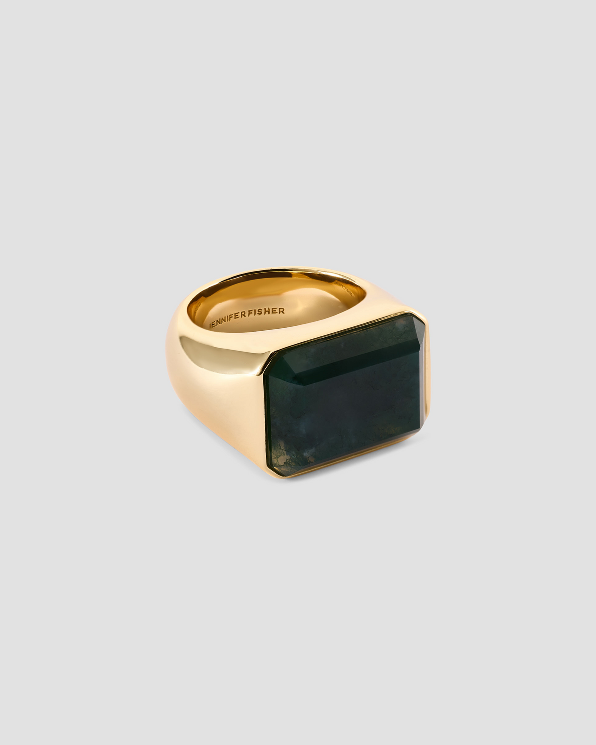 Small Semi-Precious Emerald Signet Ring