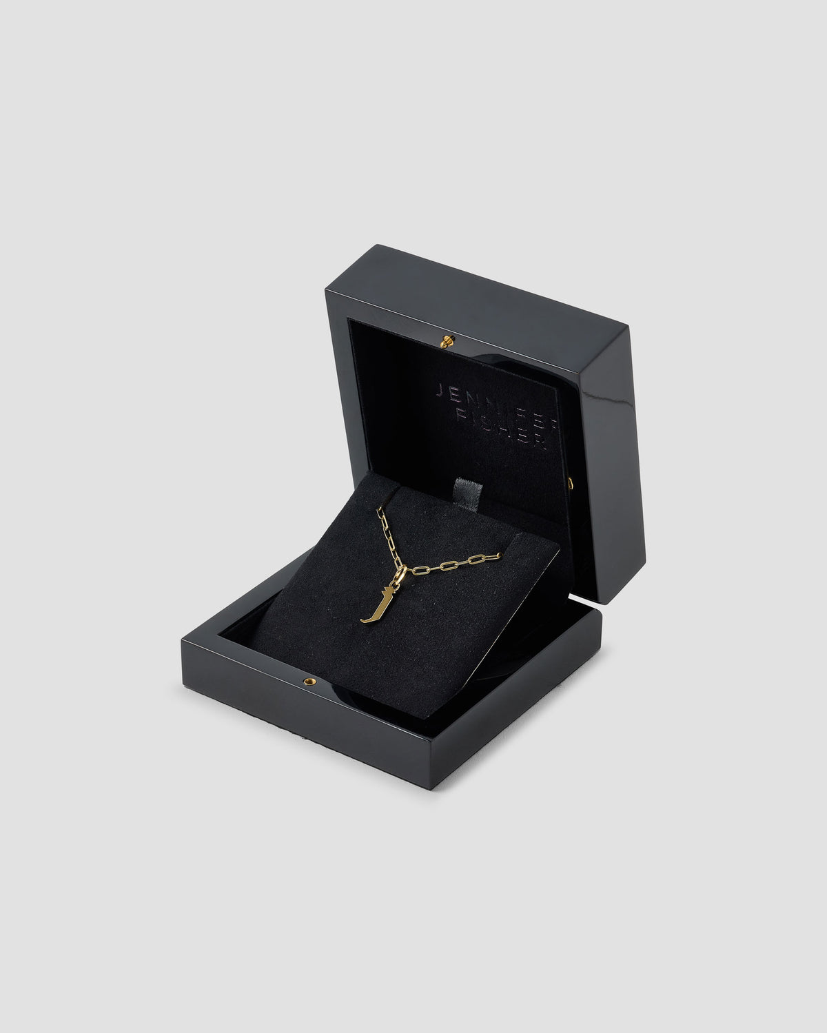 Lower Case Gothic Letter Charm in 14K Yellow Gold 14K gold charm - alternate angle | charm necklaces