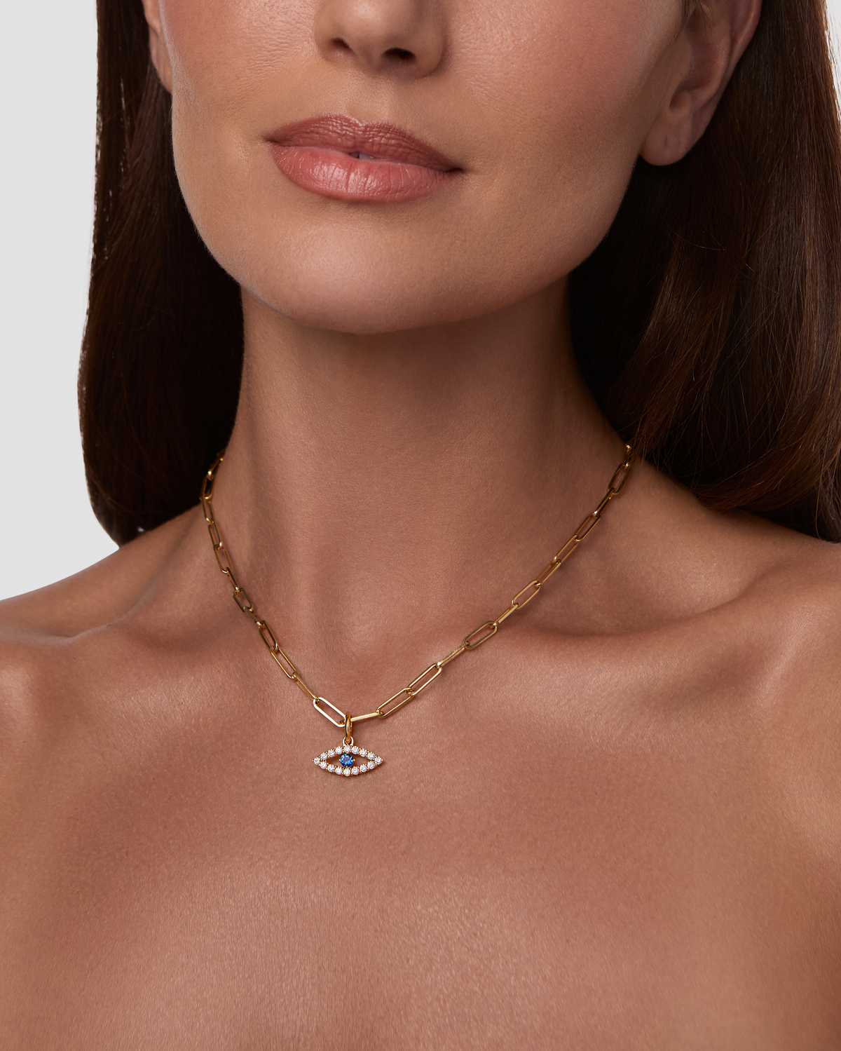 Floating Diamond Evil Eye Charm