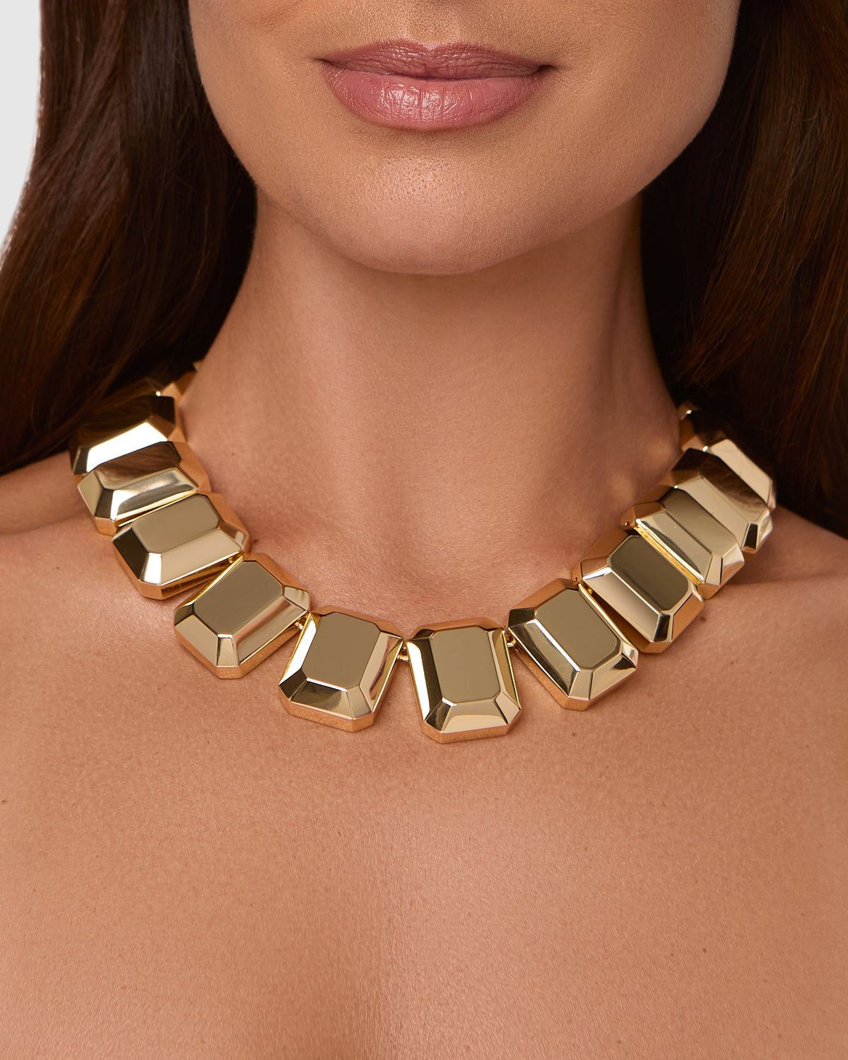 Statement Metal Emerald Necklace