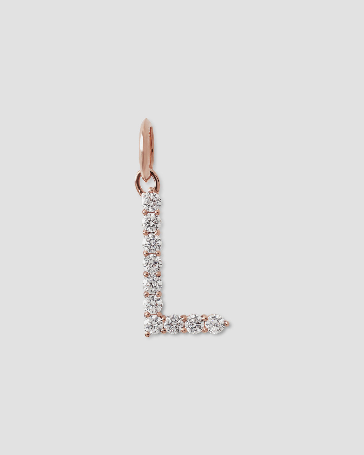 Large Floating Diamond Minimal Block Letter charm - alternate angle | gold charm necklace