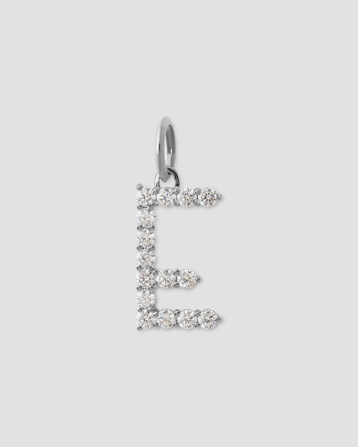 Large Floating Diamond Minimal Block Letter charm - styled on model | gold charm necklace
