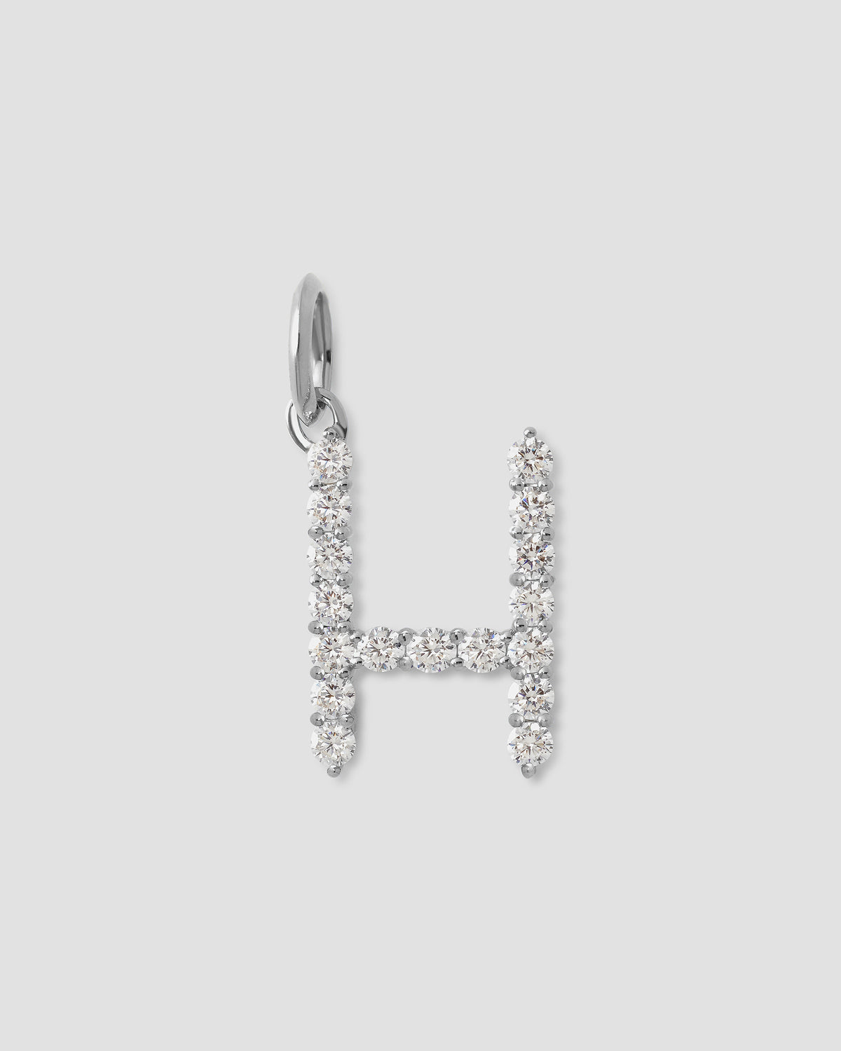 Large Floating Diamond Minimal Block Letter charm - worn look | gold charm necklace