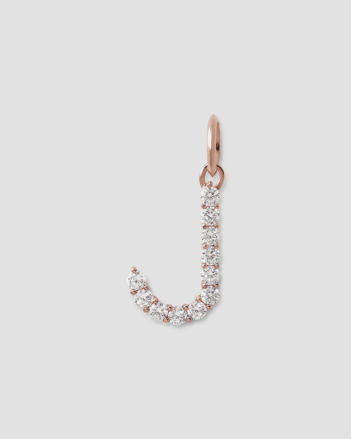 Large Floating Diamond Minimal Block Letter charm - close-up detail | gold charm necklace