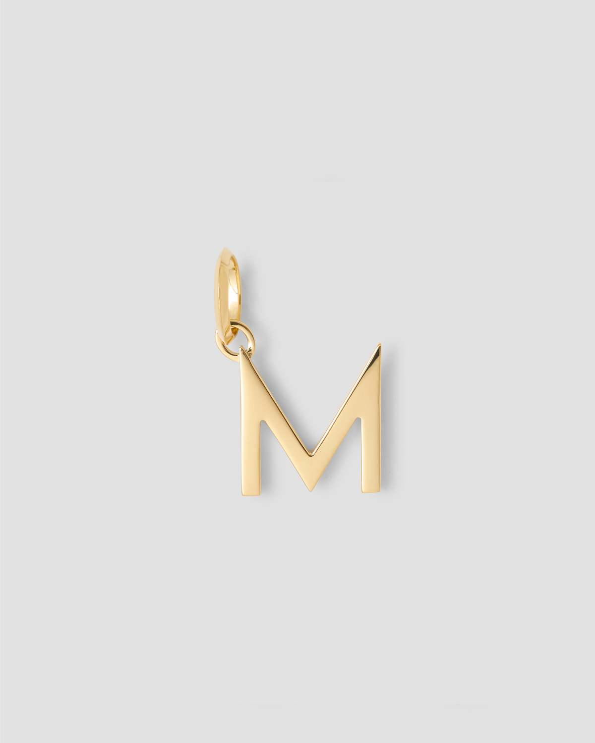 Minimal Block Letter Charm in 14K Yellow Gold charm - front view | custom charm necklace