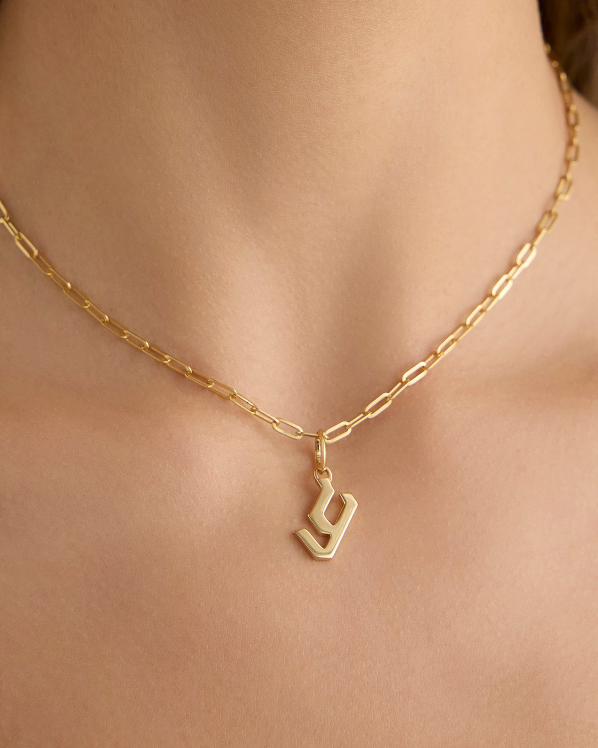 Lower Case Gothic Letter Charm in 14K Yellow Gold 14K gold charm - product detail shot | charm necklaces