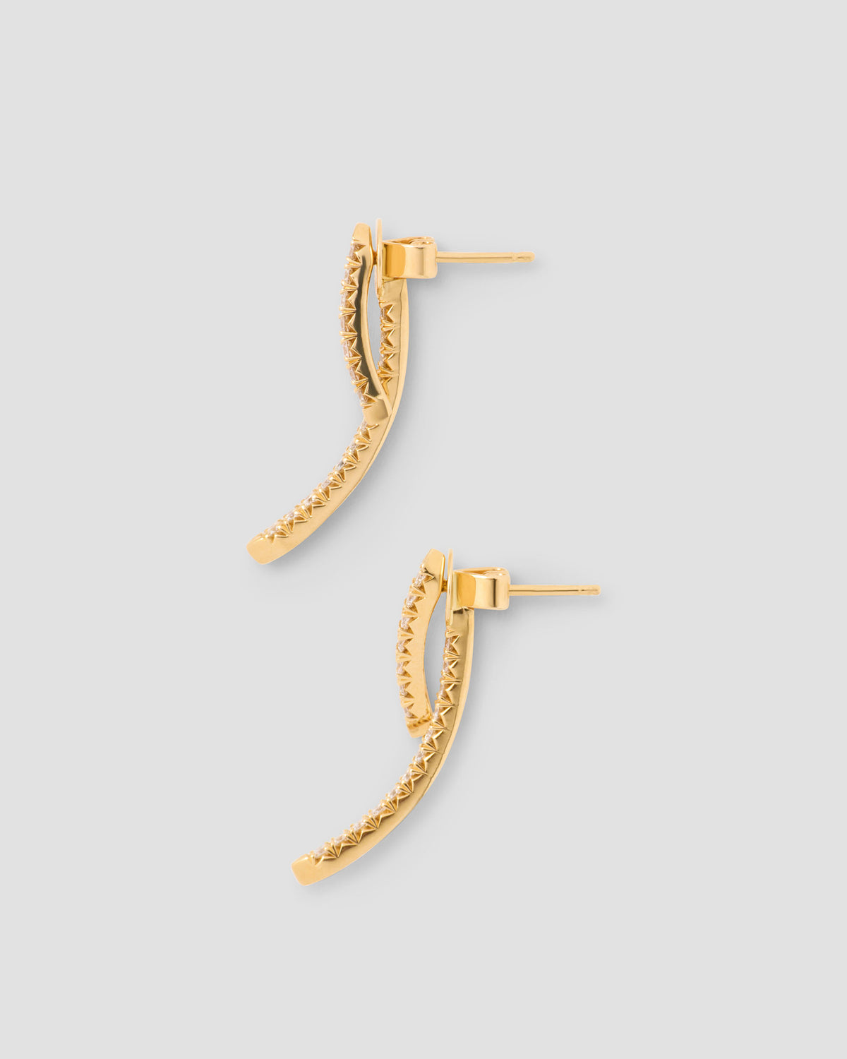Pavé Diamond Tusk Earring in 18K Yellow Gold 18K gold earring - worn look | diamond earrings for women