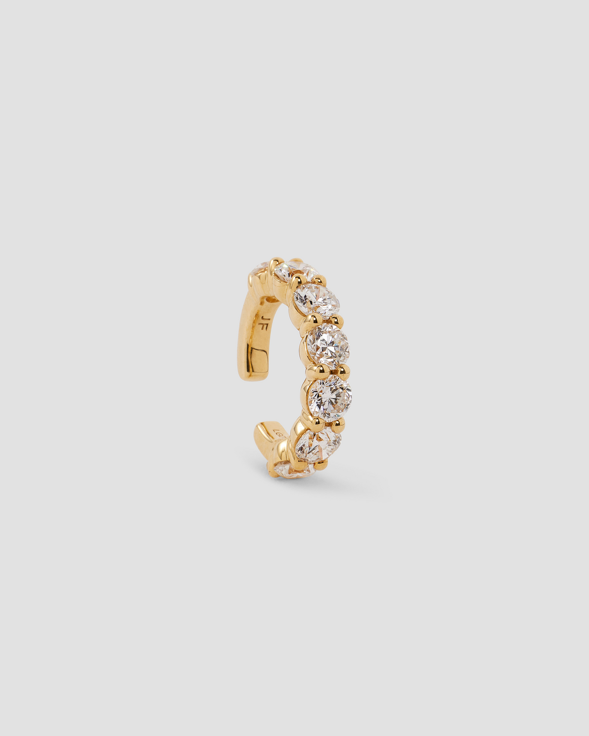 Lab Diamond Round Cut Ear Cuff gold earring - front view | lab grown diamond earrings