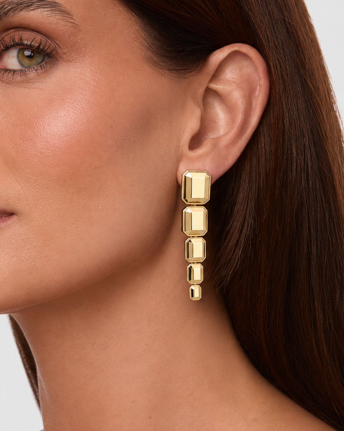 Metal Emerald Drop Earrings