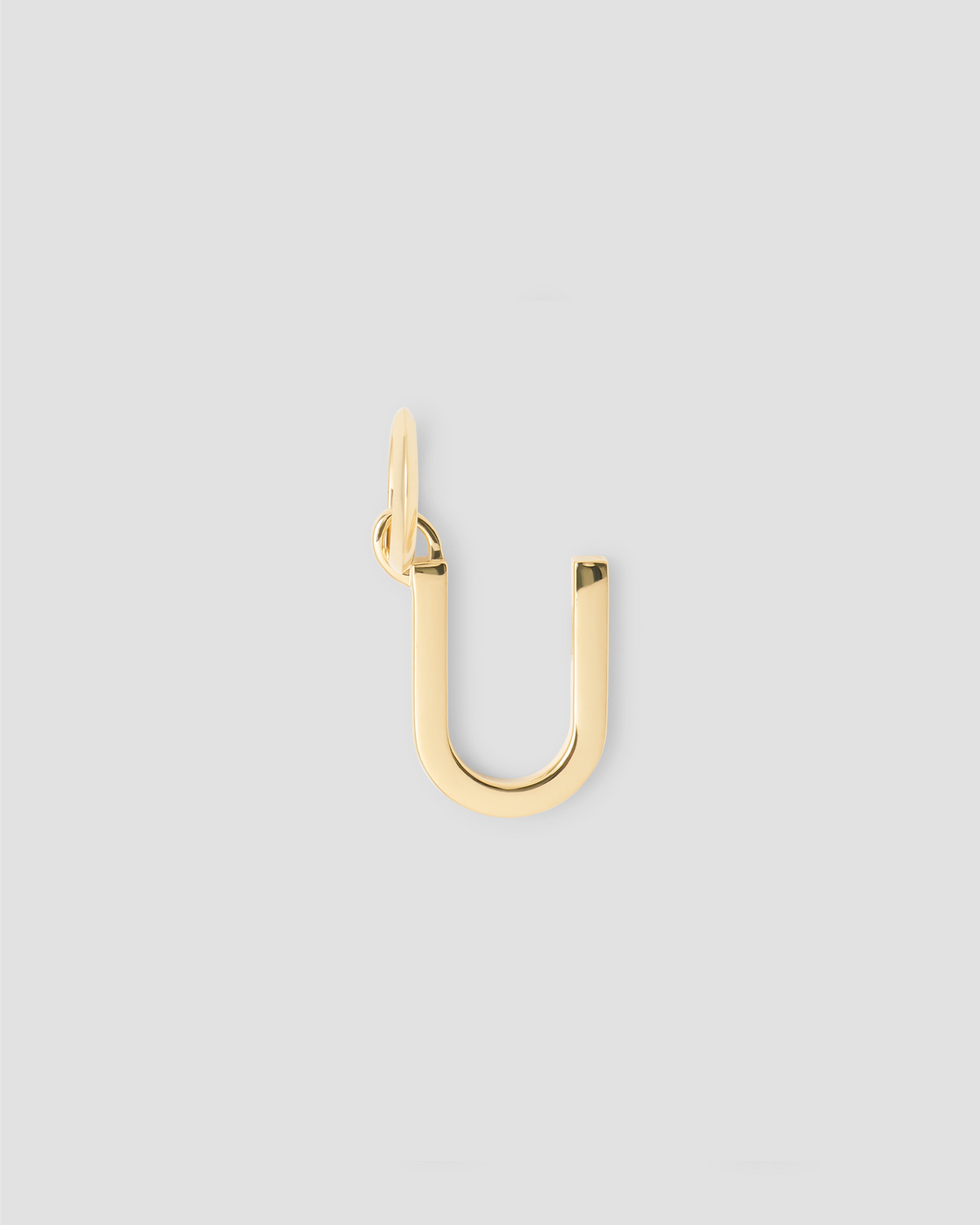 Minimal Block Letter Charm in 14K Yellow gold charm - alternate angle | custom charm necklace