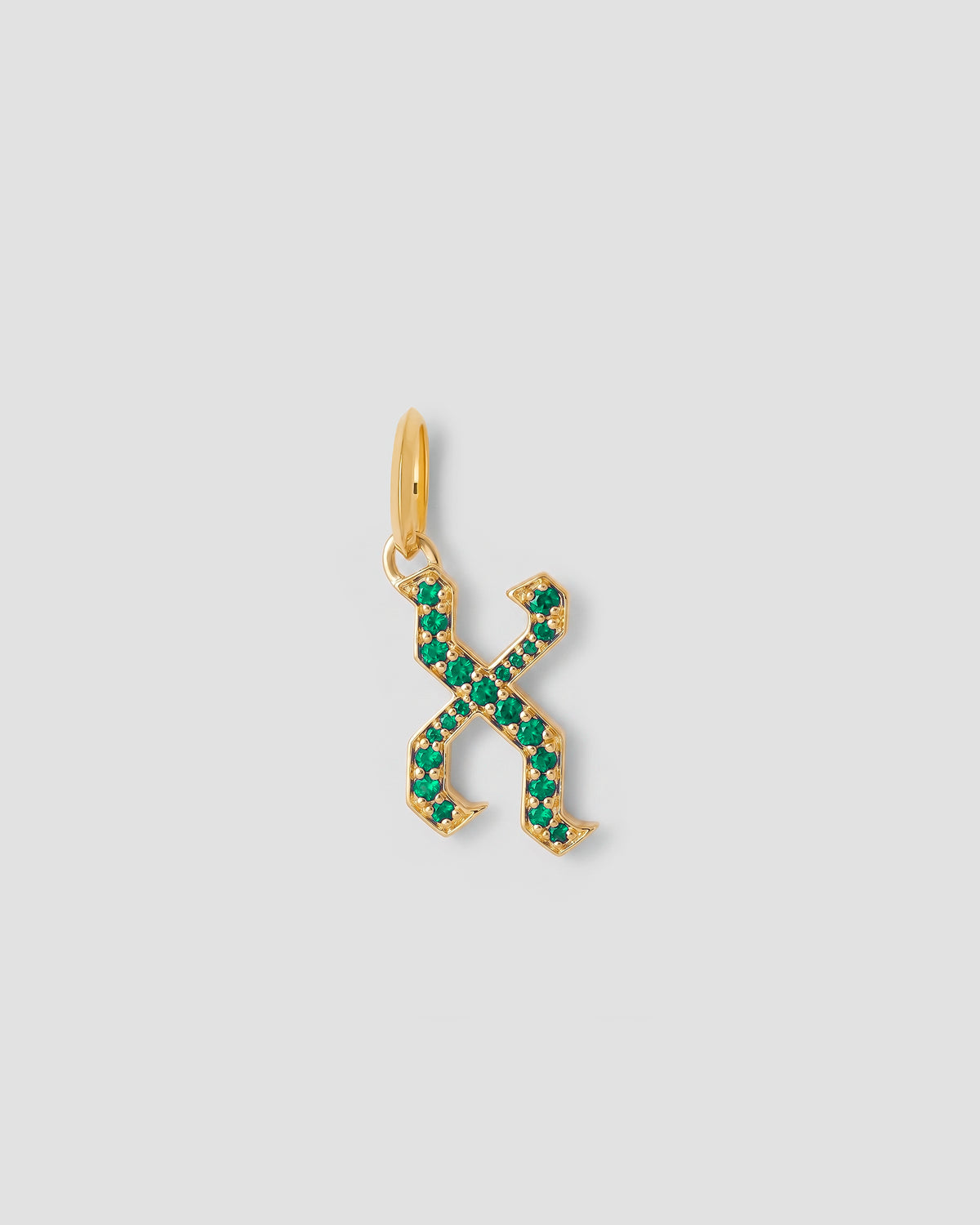 Capital Gothic Letter Charm with Pavé Gemstones