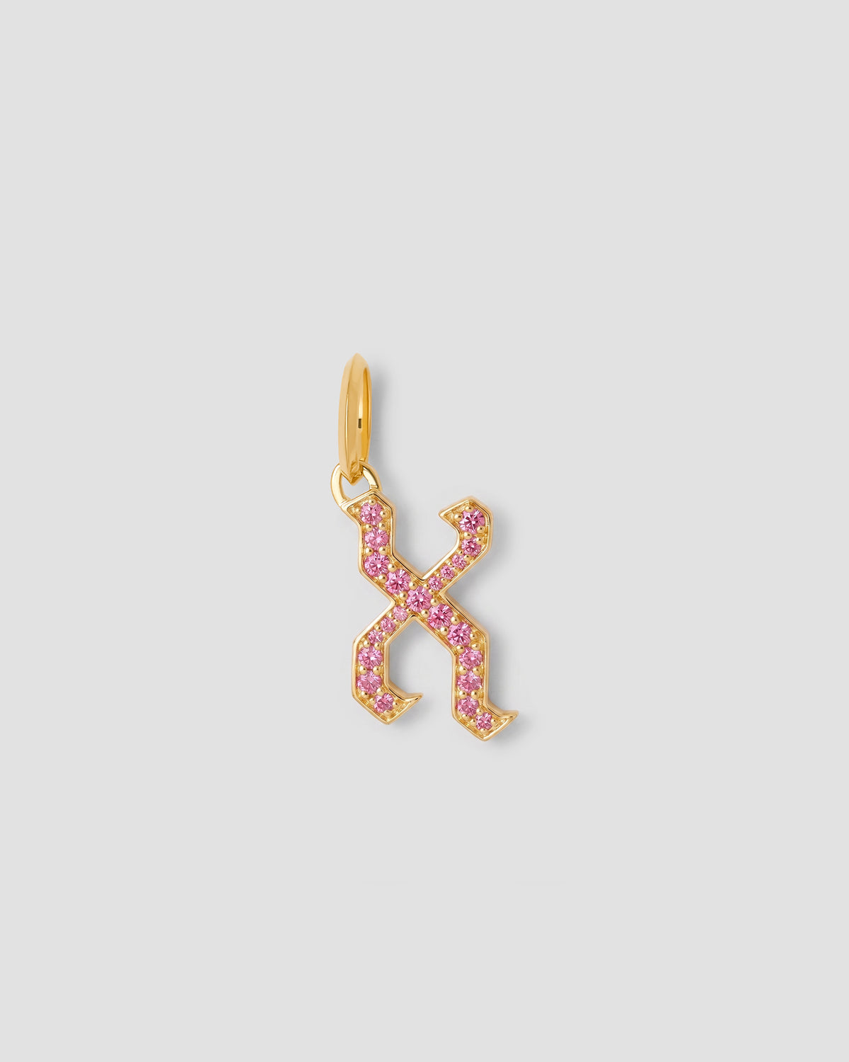 Capital Gothic Letter Charm with Pavé Gemstones