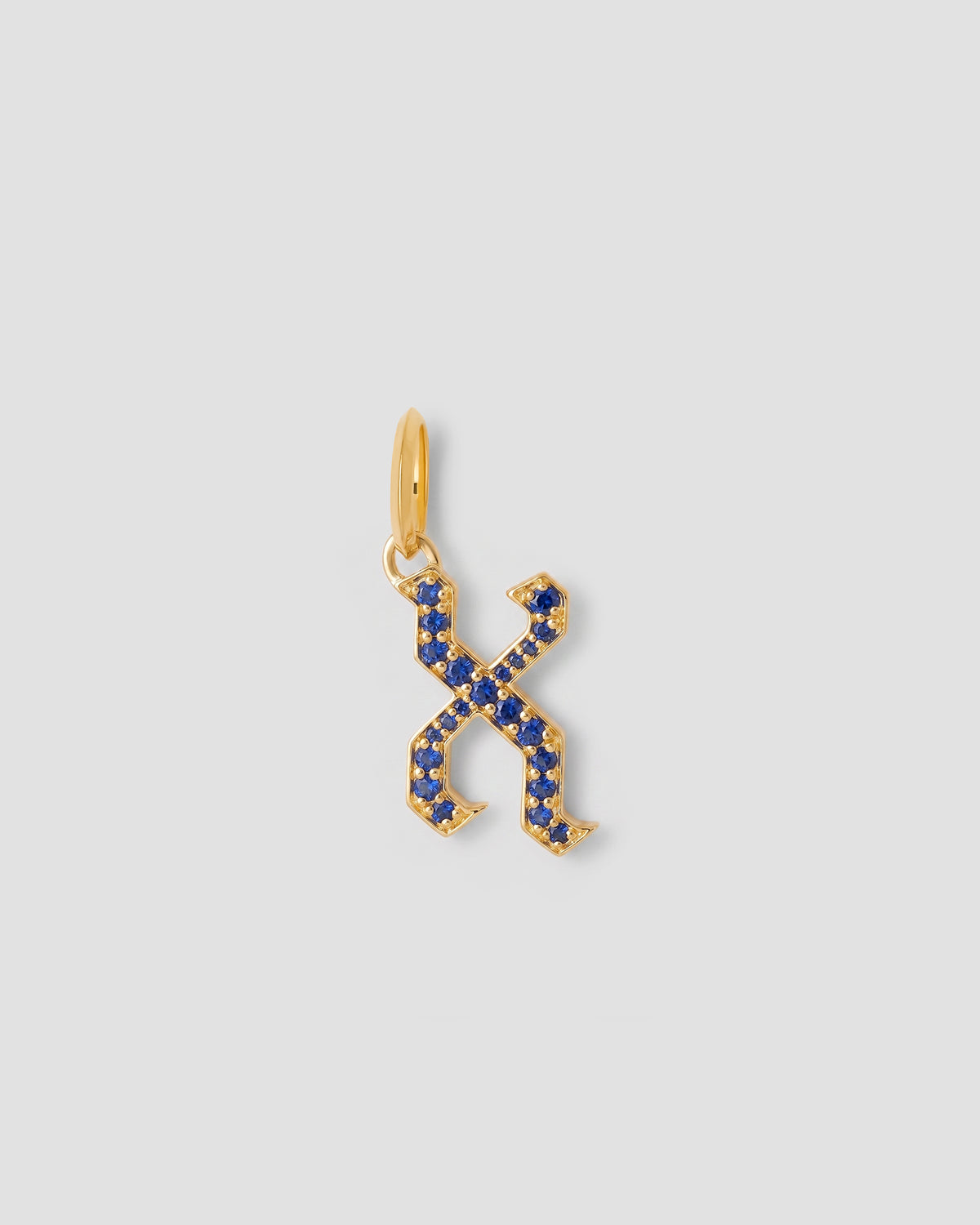 Capital Gothic Letter Charm with Pavé Gemstones