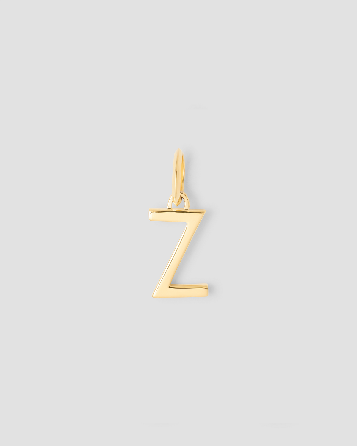 Minimal Block Letter Charm in 14K Yellow gold charm - front view | custom charm necklace