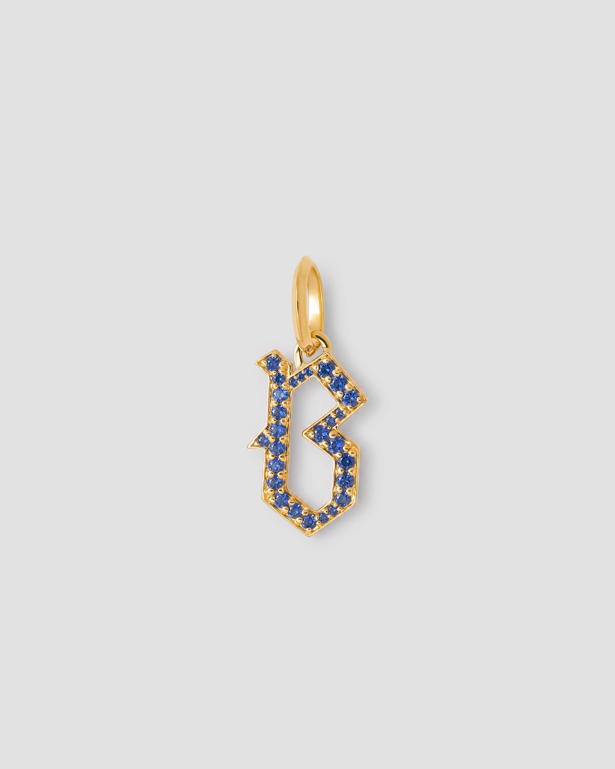 Capital Gothic Letter Charm with Pavé Gemstones