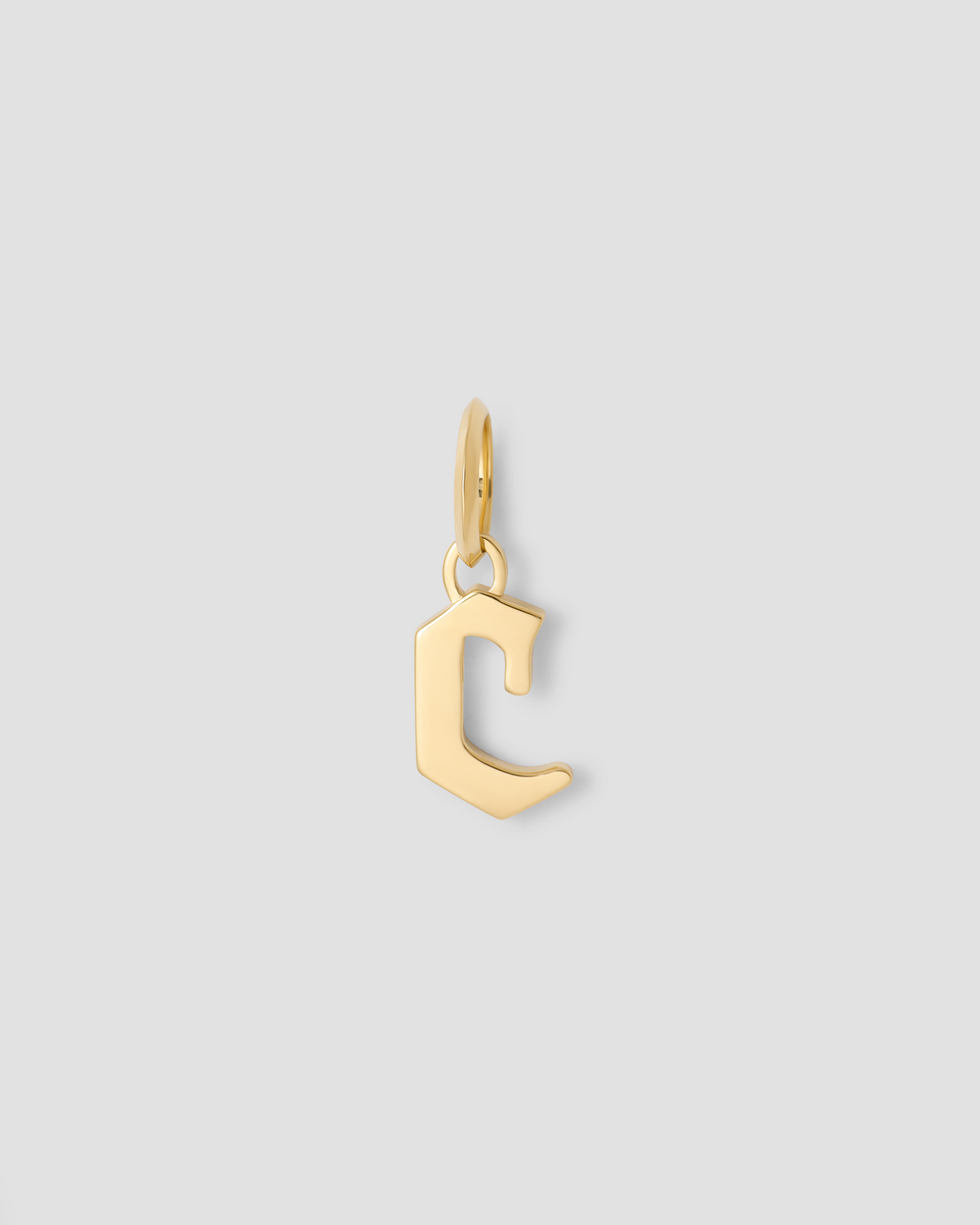 Lower Case Gothic Letter Charm in 14K Yellow Gold 14K gold charm - front view | charm necklaces