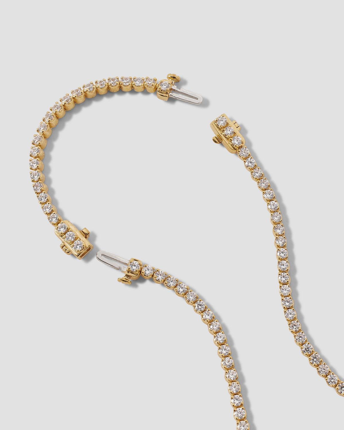 Lab Diamond Round Cut 2" Extender gold necklace - front view | lab grown diamond necklace