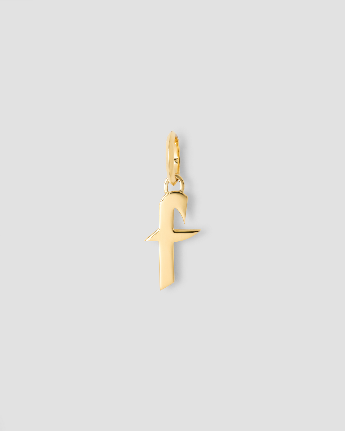 Lower Case Gothic Letter Charm in 14K Yellow Gold 14K gold charm - alternate angle | charm necklaces