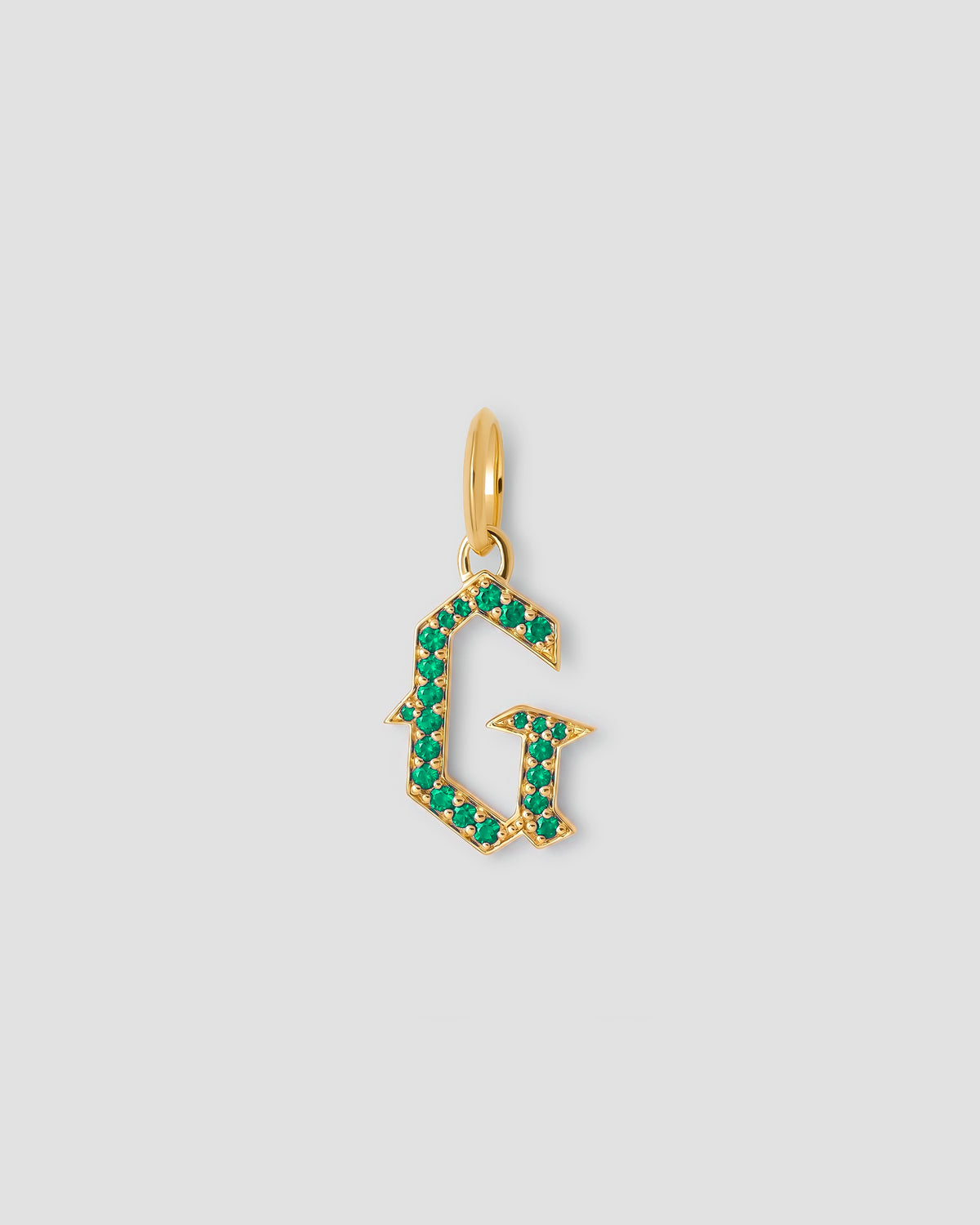 Capital Gothic Letter Charm with Pavé Gemstones