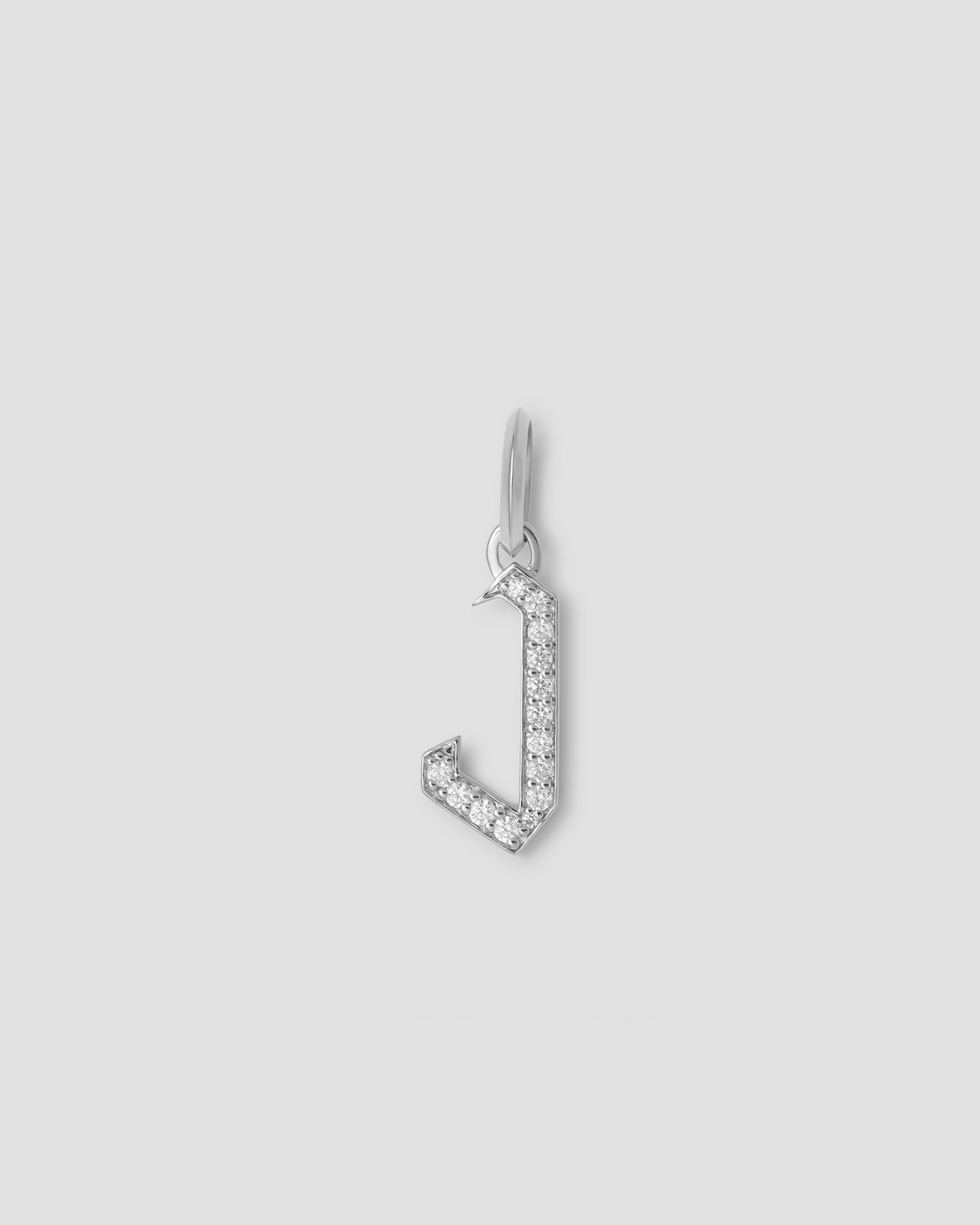 Capital Gothic Letter Charm with Pavé White Diamonds 18K gold charm - back view | necklace with charms