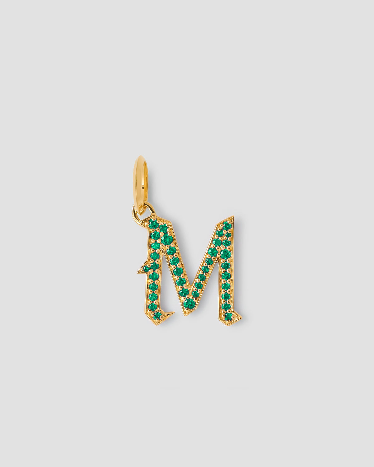 Capital Gothic Letter Charm with Pavé Gemstones