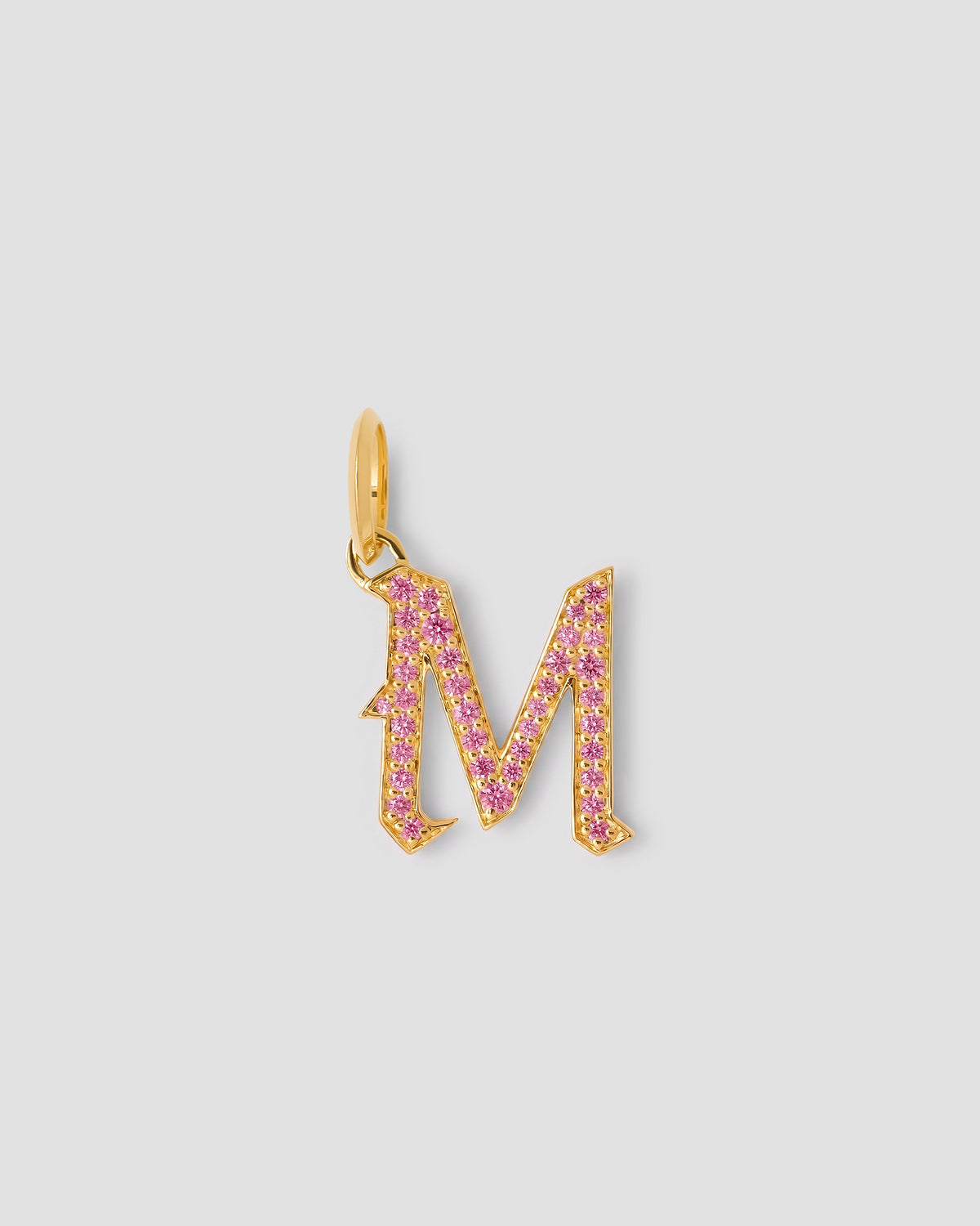 Capital Gothic Letter Charm with Pavé Gemstones