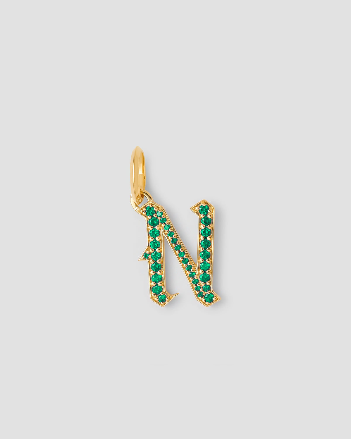 Capital Gothic Letter Charm with Pavé Gemstones