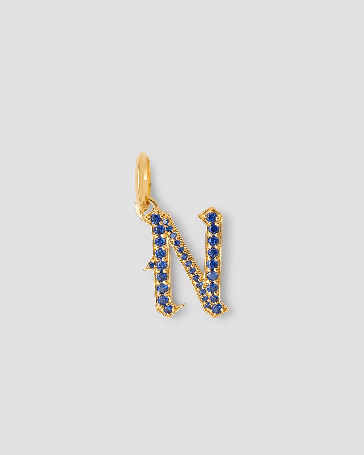 Capital Gothic Letter Charm with Pavé Gemstones