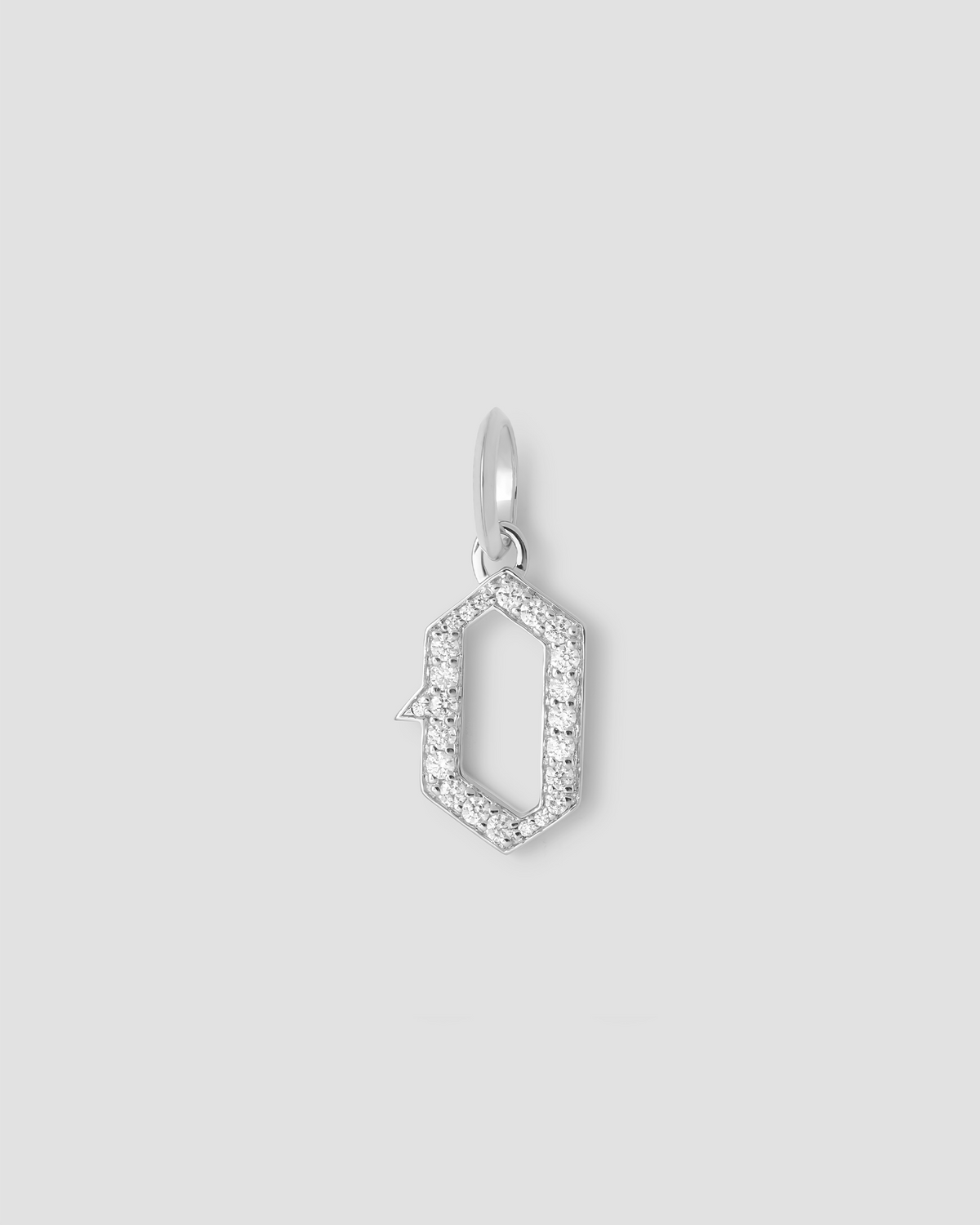 Capital Gothic Letter Charm with Pavé White Diamonds 18K gold charm - side view | necklace with charms