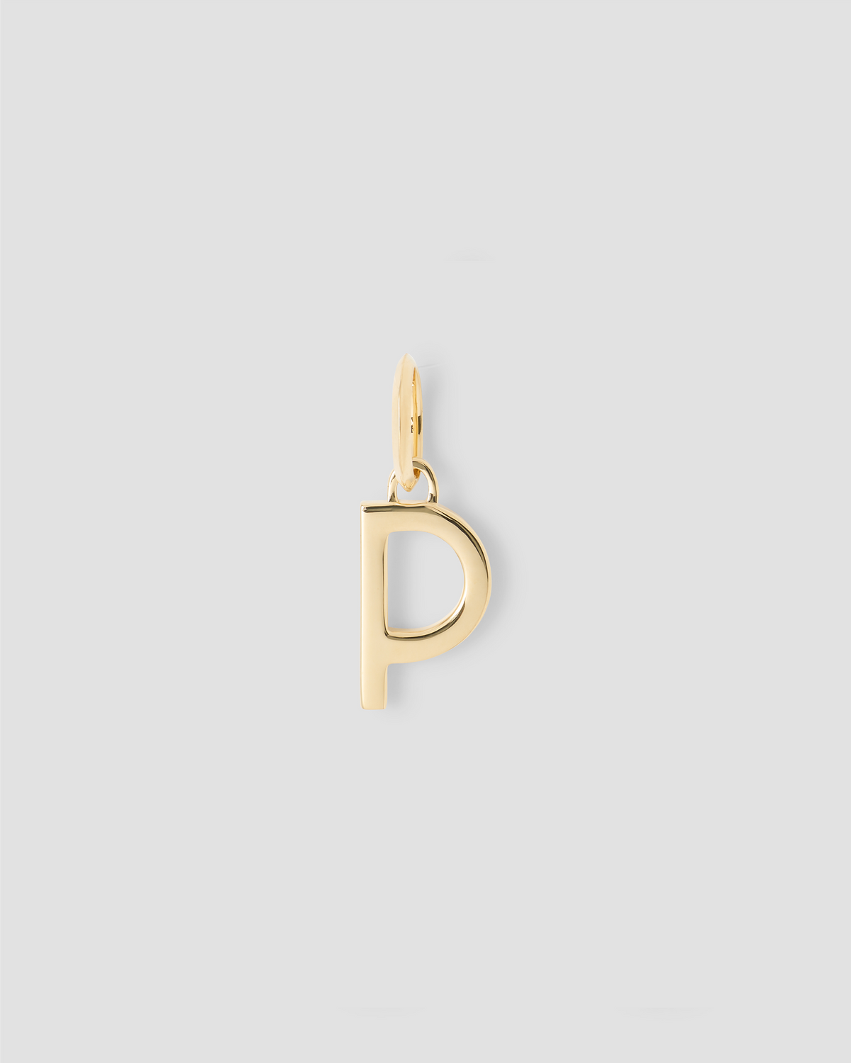 Minimal Block Letter Charm in 14K Yellow gold charm - product detail shot | custom charm necklace