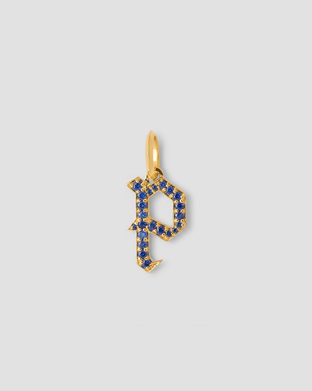 Capital Gothic Letter Charm with Pavé Gemstones