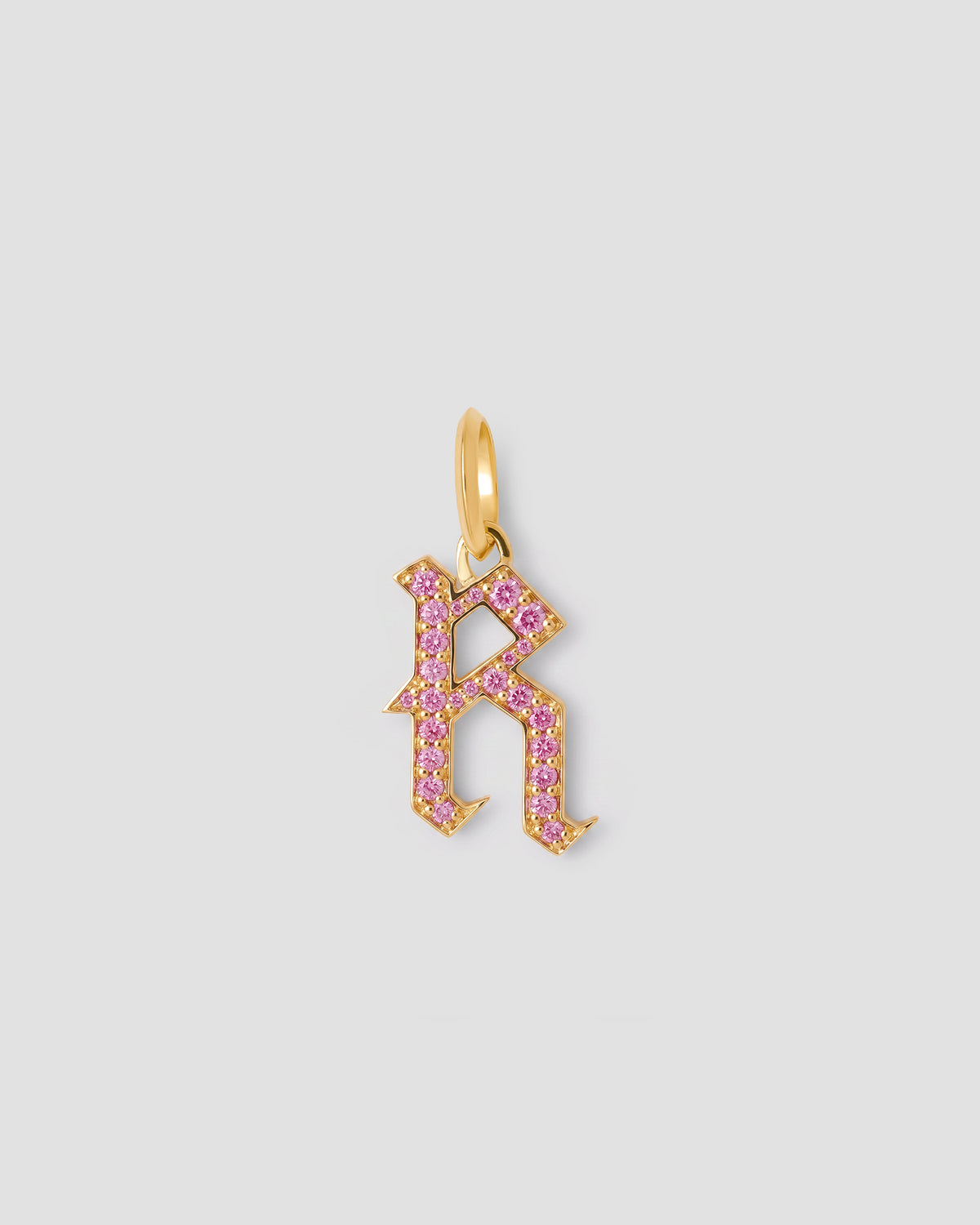 Capital Gothic Letter Charm with Pavé Gemstones