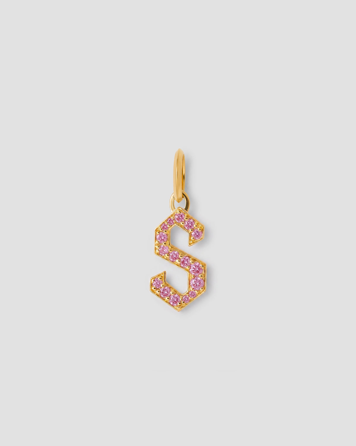 Capital Gothic Letter Charm with Pavé Gemstones