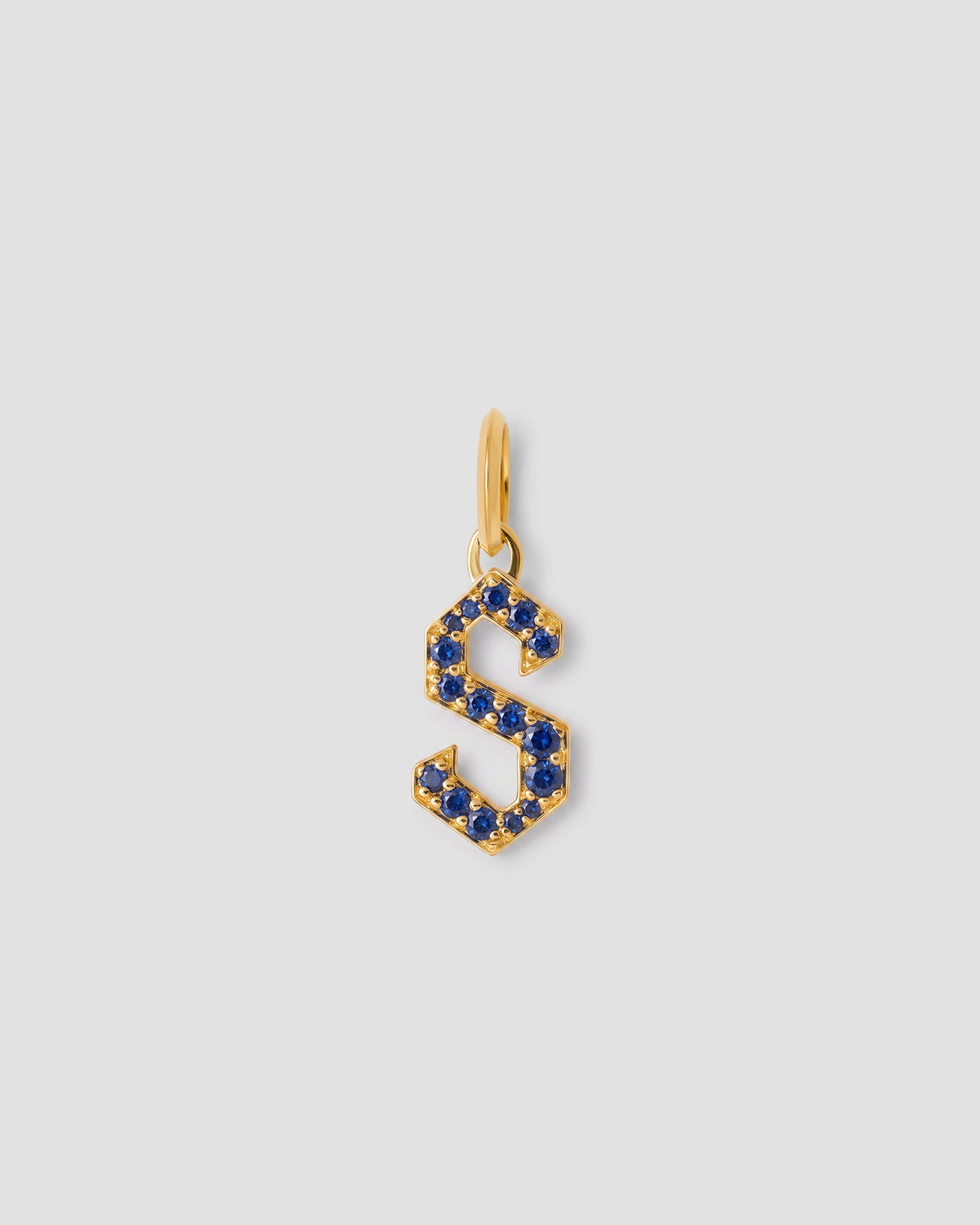 Capital Gothic Letter Charm with Pavé Gemstones