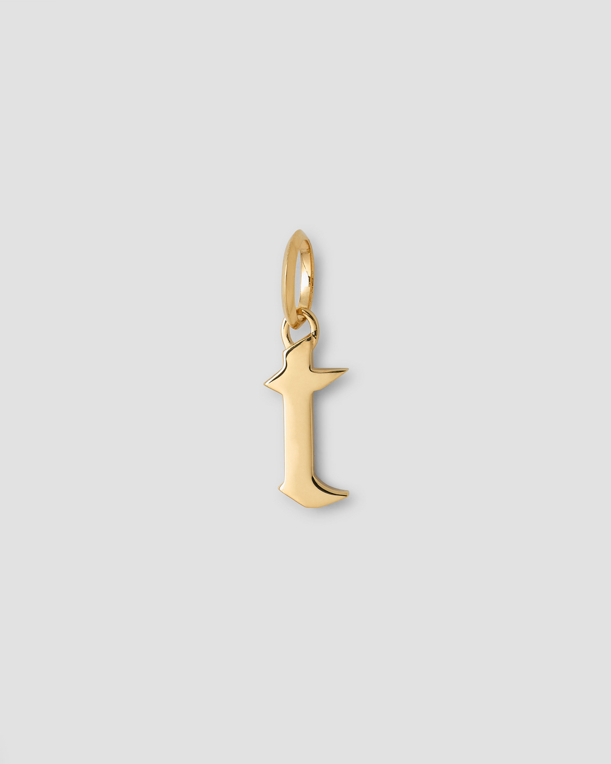 Lower Case Gothic Letter Charm in 14K Yellow Gold 14K gold charm - close-up detail | charm necklaces