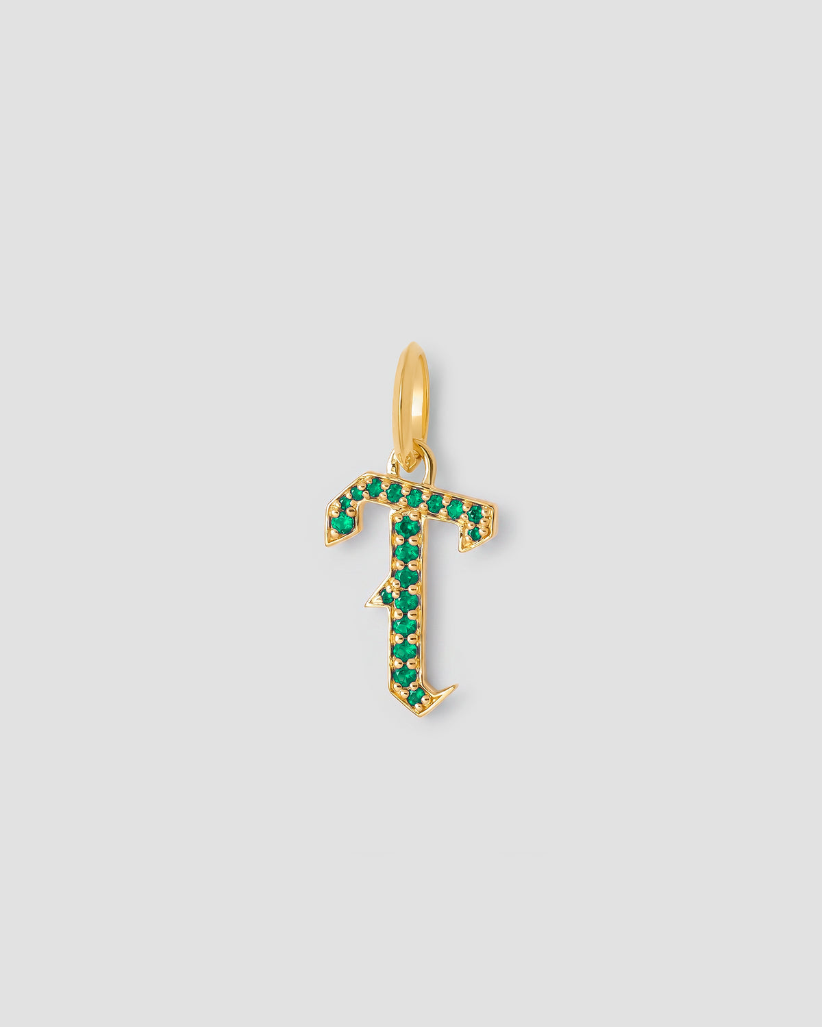 Capital Gothic Letter Charm with Pavé Gemstones